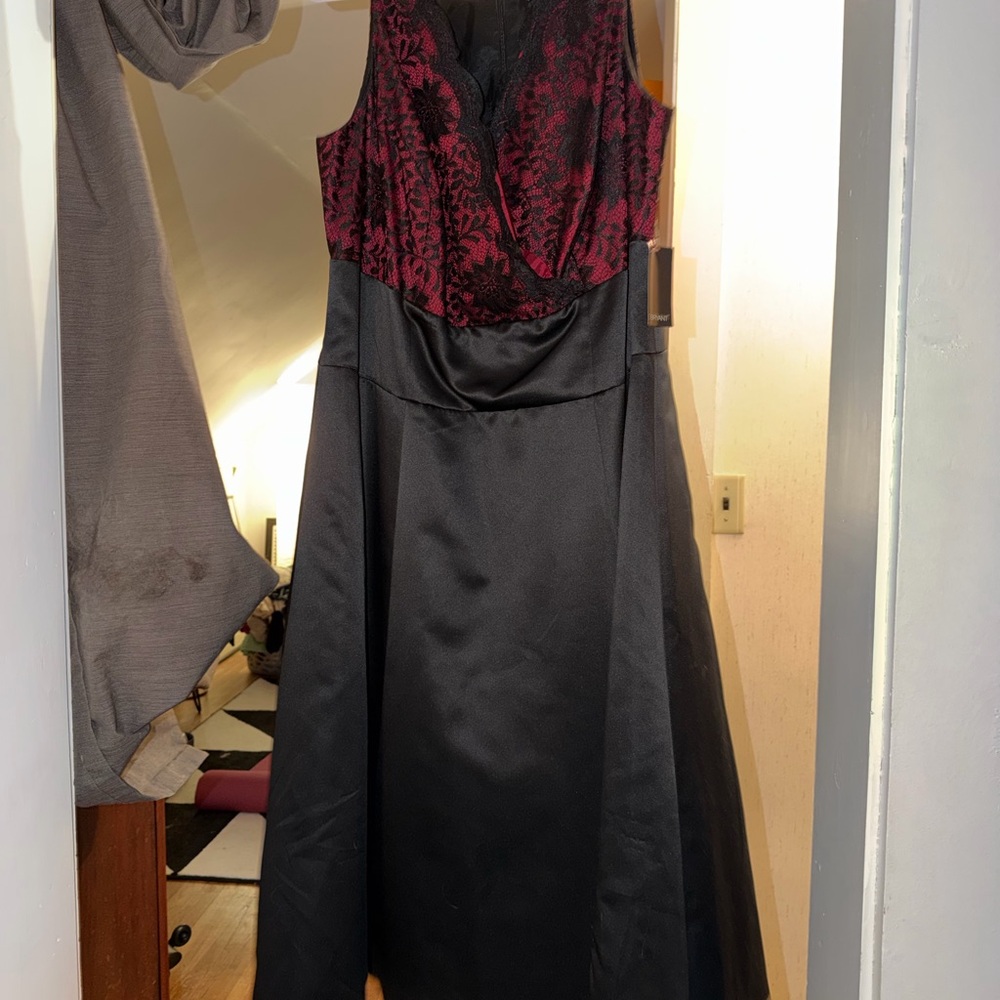 Lane Bryant Black and Burgundy Lace Dress